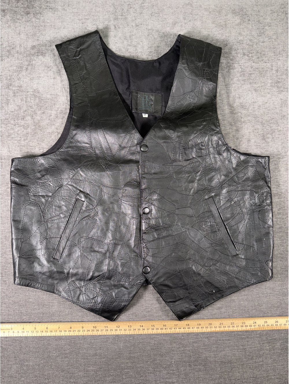 Creaciones G.L.R. Genuine Leather Black Men's Vest Size 44